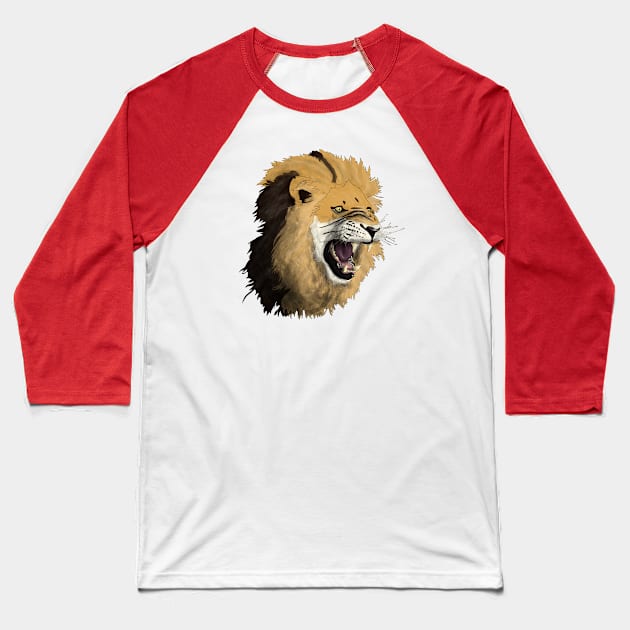 Snarling Lion Baseball T-Shirt by Kristal Stittle